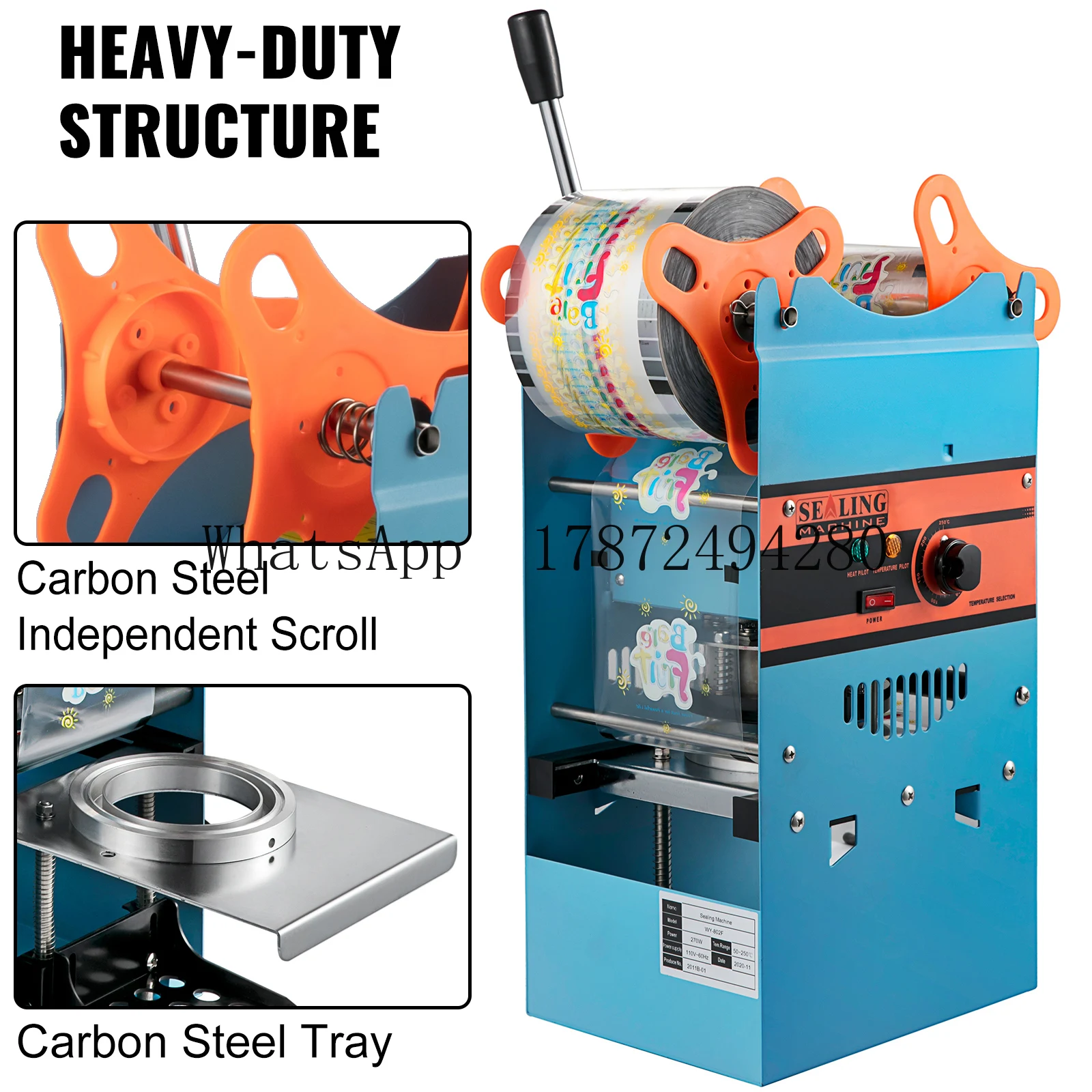 Manual Cup Sealer Machine 300-500 Cup/h with Heating Technology Boba Tea Cup Sealing Machine for 90/95mm Cup Diameter