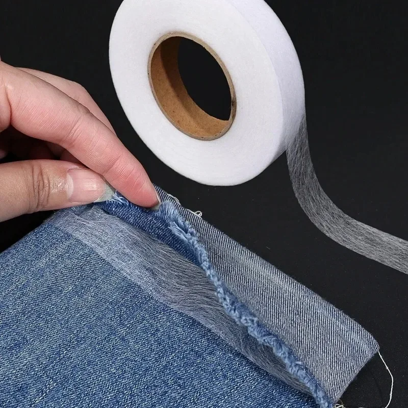 64M Roll Non-woven Double-side Interlining Adhesive Fabric Cloth Apparel Iron On Hem Tape Edge Shorten Pants DIY Sewing Tool