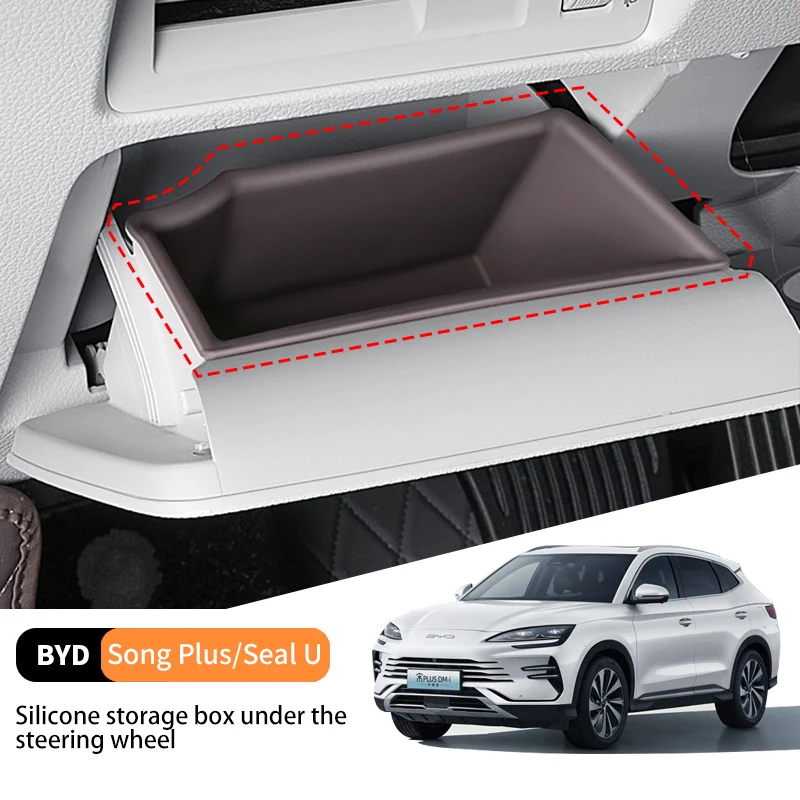 

For Byd Song Plus Seal u Dmi Ev 2020-2025 Steering Wheel Front Storage Box Multifunctional Silicone Waterproof Protective Case