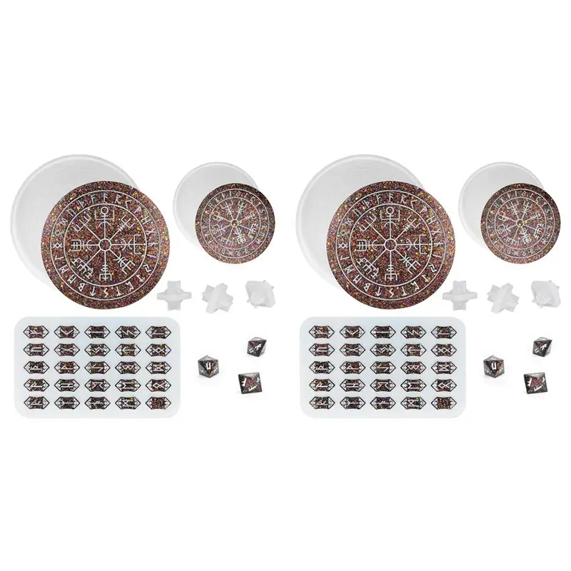 

【NOW SAVE】2X Rune Set Mold, Divination Runes Resin Mold, Rune Compass Silicone Mold, Rune Coaster Tray Mold, Runes DND Dice Mold