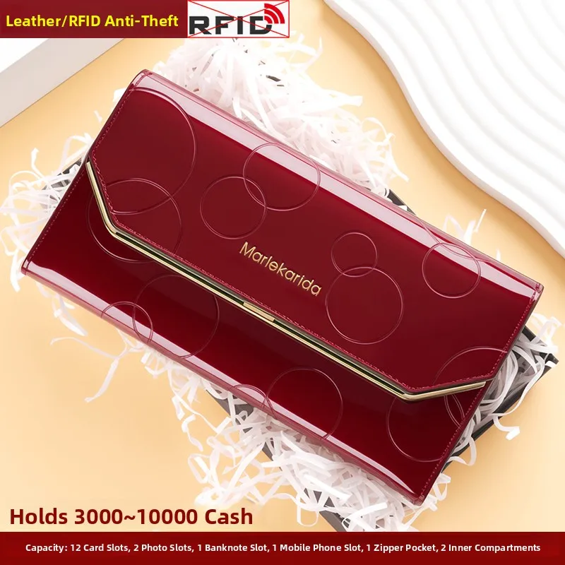 

Модный длинный кожаный кошелек для женщин, большой блестящий клатч Capaci, простой многофункциональный двойной держатель для карт Ele