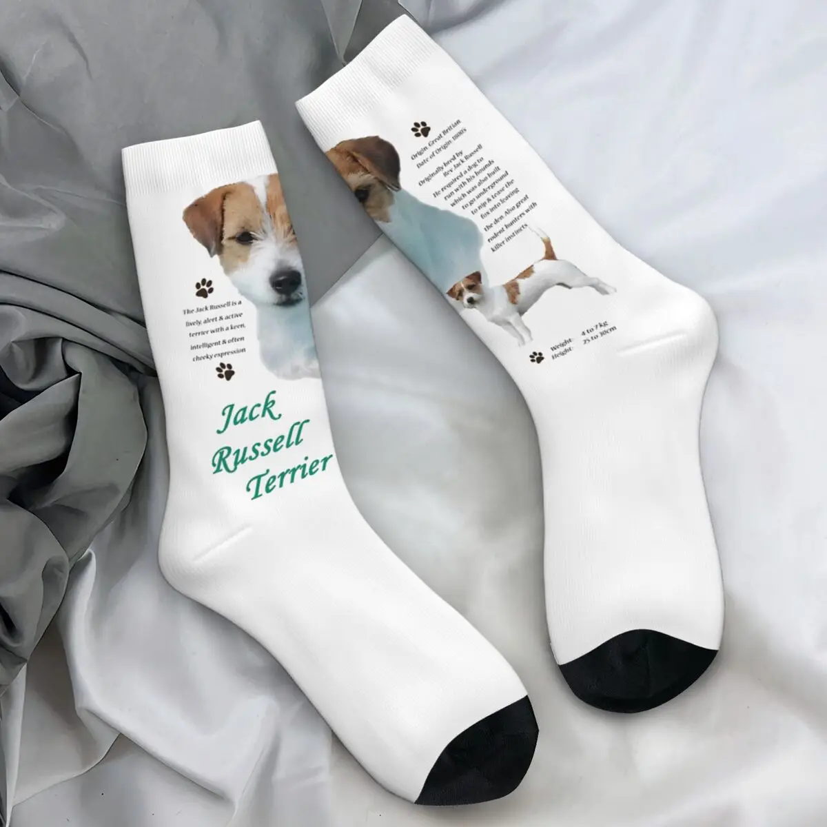 

Jack Russell Terrier Dog Stockings Pattern Funny Socks Autumn Anti Bacterial Socks Men Skateboard Comfortable Socks