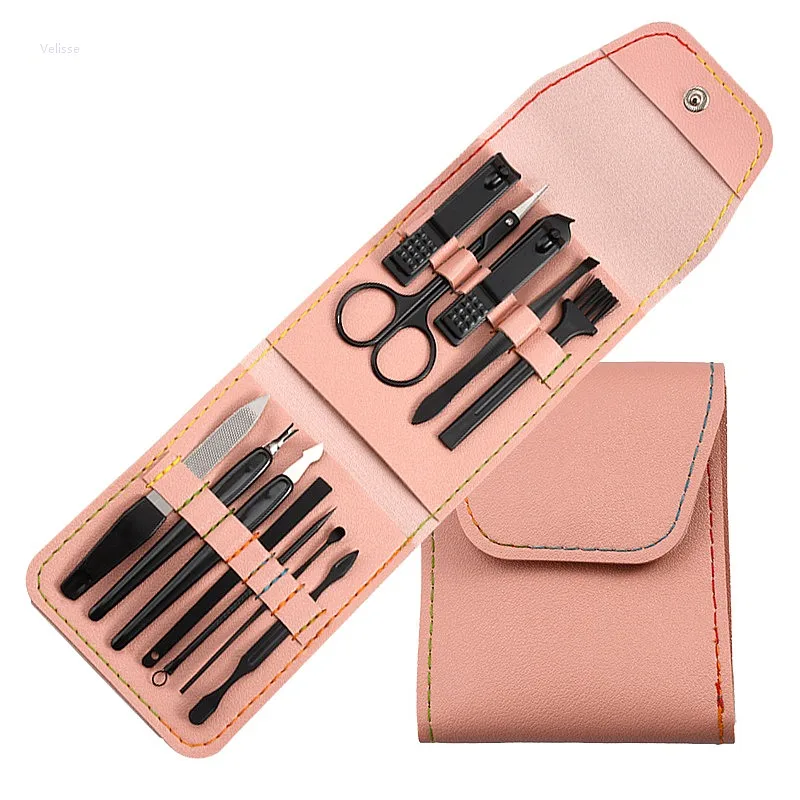 12 Piece Complete Home Manicure Pedicure Tool Set Nail Clipper Nail Cutter Cuticle Scissors Grooming Kit Beauty Gift Box
