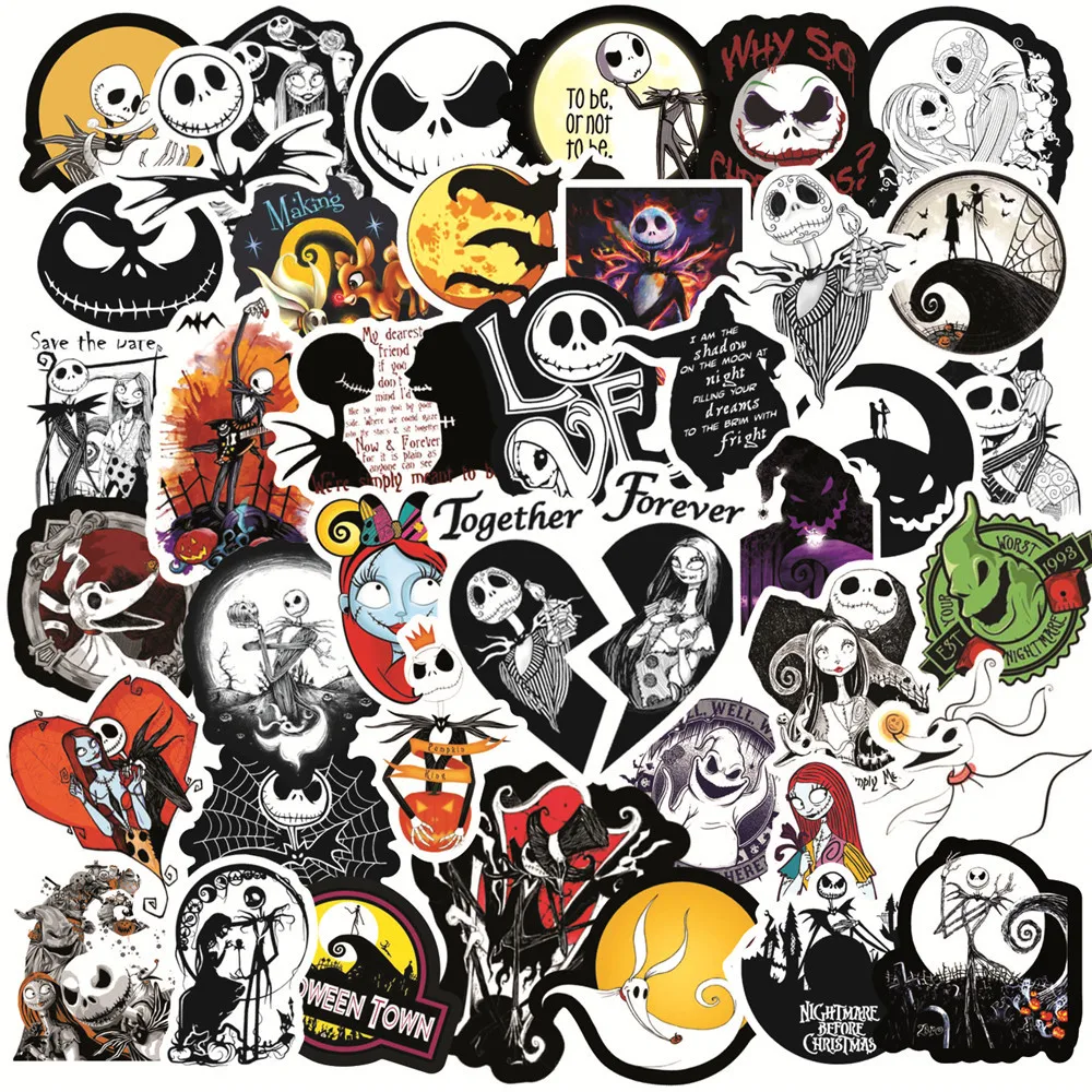 50pcs Christmas Night Halloween Graffiti Sticker Waterproof Diy Decals For Phone Laptop Helmet Thermos Luggage Skateboard Decor