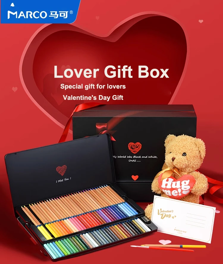 

Marco Color Pencils Gift for Lovers Beloved Gift Box Valentine's Day Gift Box Stationery Creative Drawing Pencil Set