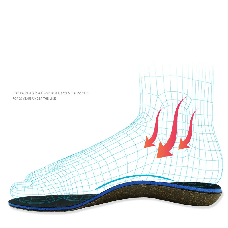 Adult Cork Orthopedic Insole Flat Foot  X/o Leg Correction Damping Orthopedic Insole Arch Support Pad For Shoe Men Women Insoles