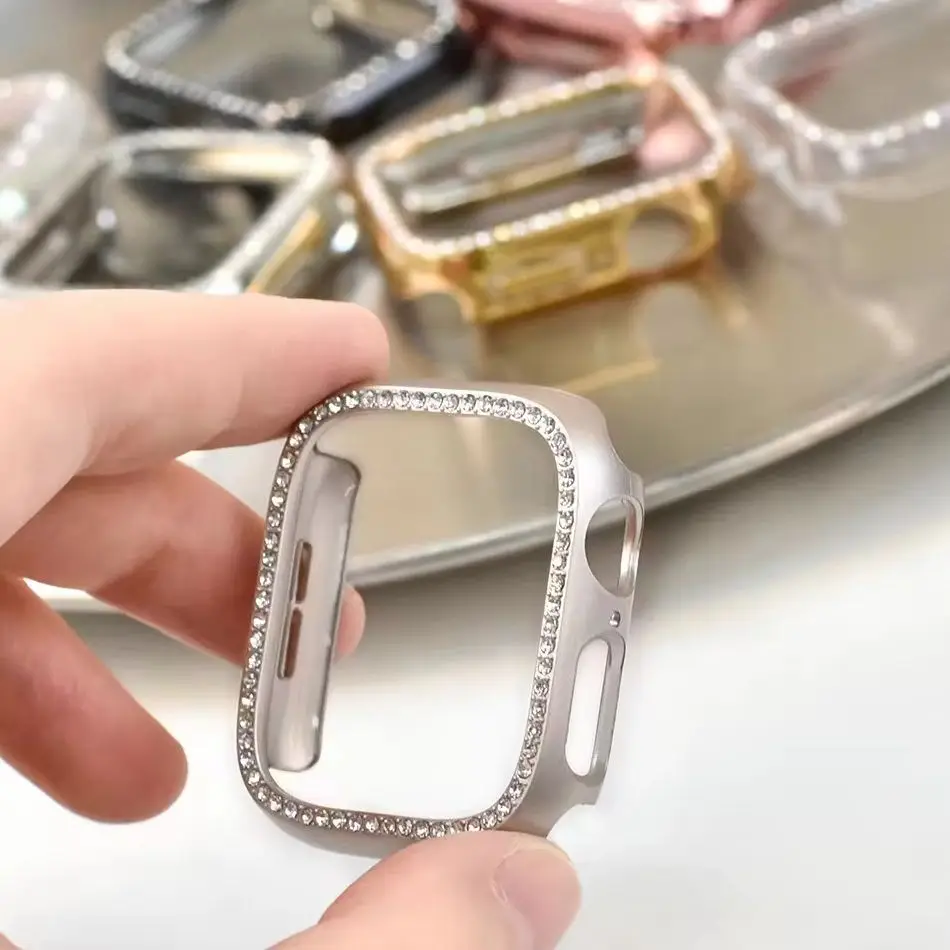 Diamond Case For Apple Watch Series 9 8 7 6 SE 5 38mm 44mm 40mm 41mm 45mm 42mm Protective Cover For IWatch Ultra 2 49mm Bumper