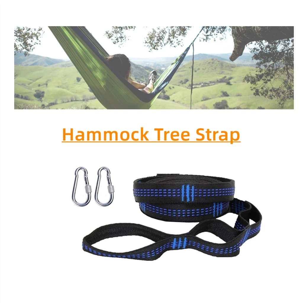 One Pair Tree Swing Hanging Kit Hammock Straps Camping 350 KG Load Capacity Rope Carabiner OutDoor Hiking Hammock Hanging Belt