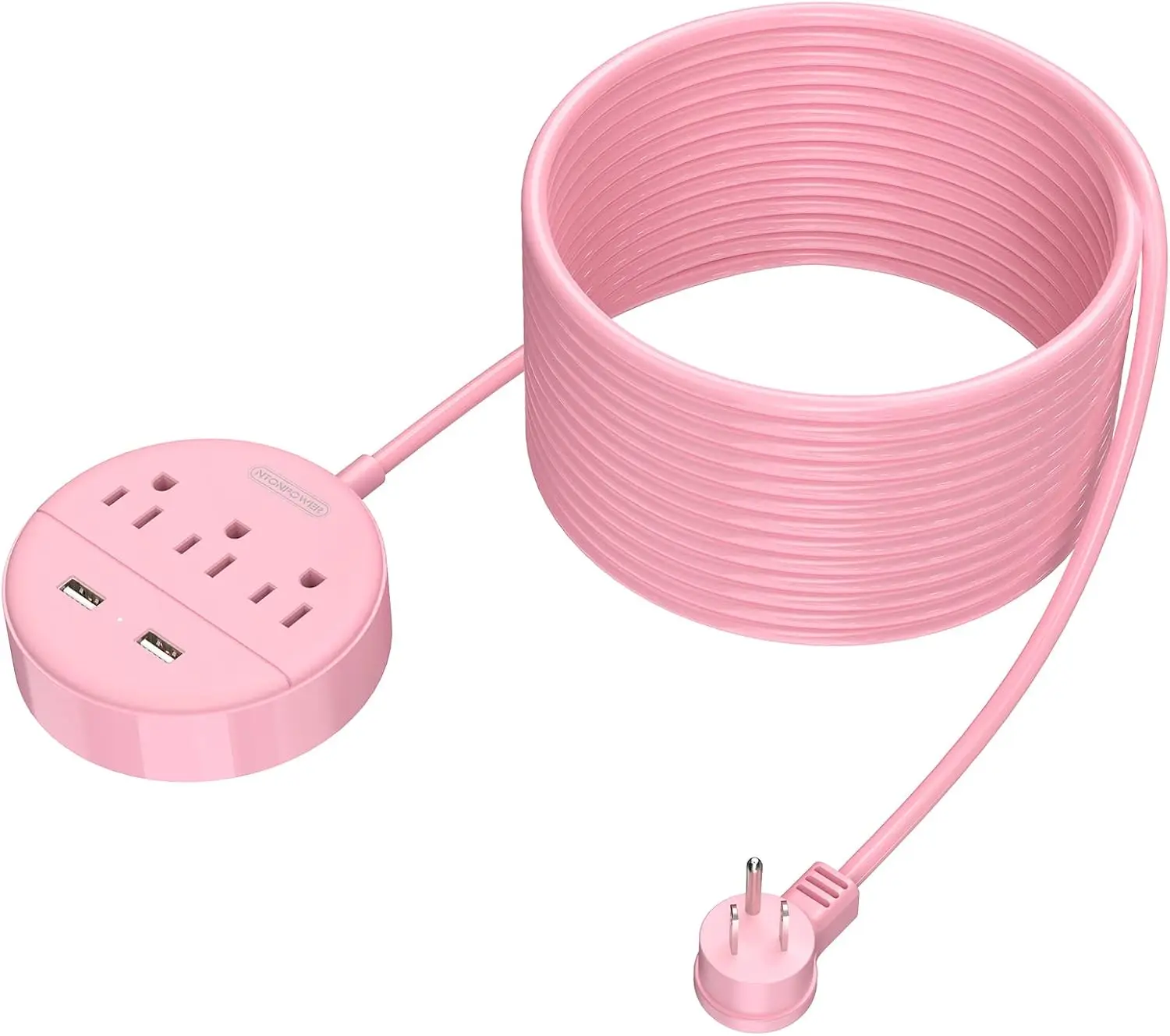 

Pink Cute Power Strip with 3 AC Outlets & 2 USB-A Ports, 5FT Extension Cord Fast Charging US Plug Sweet Design for Home/Office