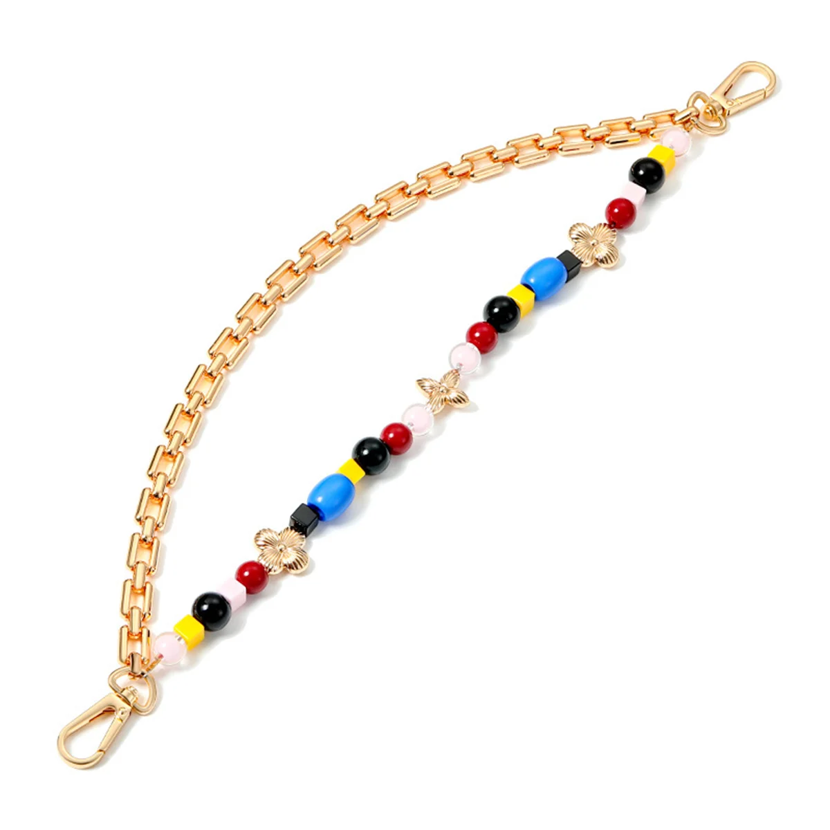 Double Layer Colorful Bead Decorated Charm Chain 40cm Replacement Handbag Crossbody Bag Strap Decorative Chain For Capucines