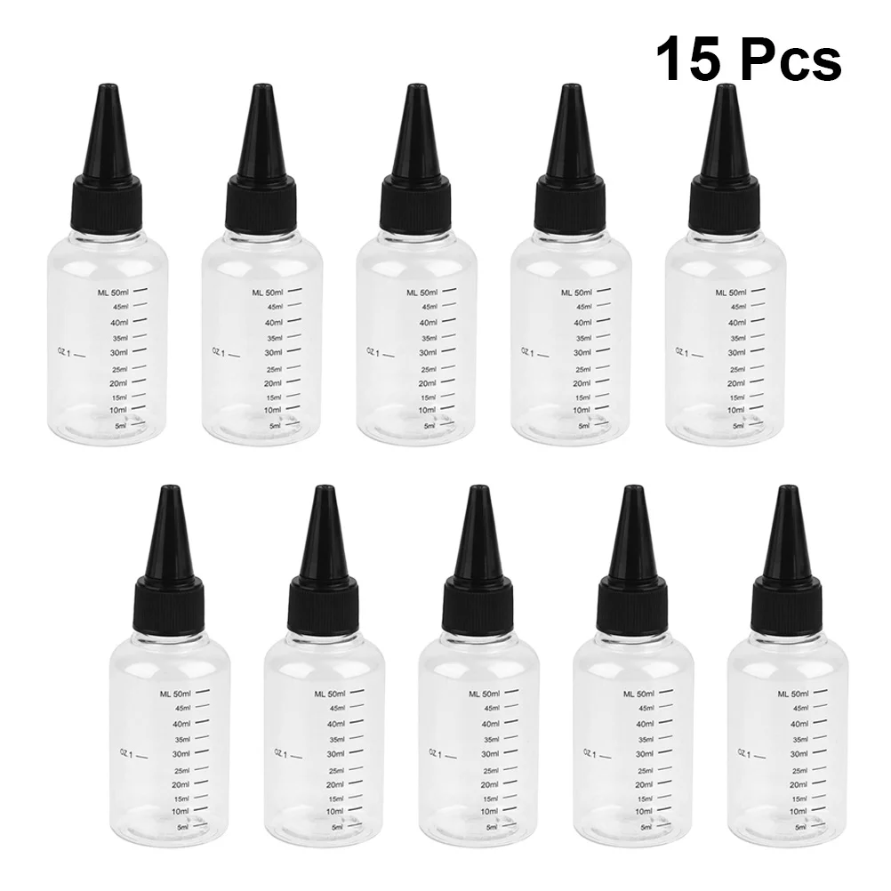 

15Pcs Transparent Squeezable Travel Bottles 50Ml Scale Empty Bottles Leak Proof Press Design Perfect for Oil Eye Drops Stamp Ink