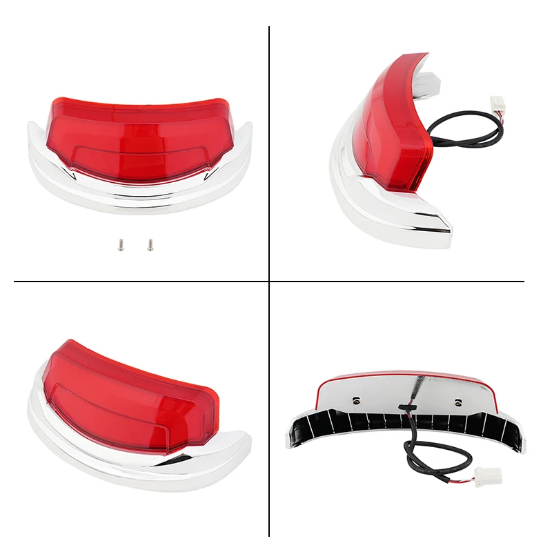 Motorcycle Rear Taillight Chrome Bezel Red Lens Housing Kit for Harley Touring Street Electra Road Glide FLHR Ultra 2014-2026