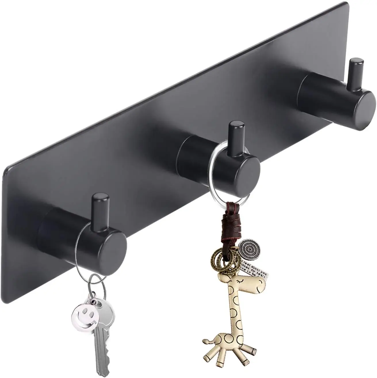 1 Key Holder - Sturdy Self-Adhesive Hook, Matte Black, Wall Mounted, Extra Thick, Used for Keys and Jewelry