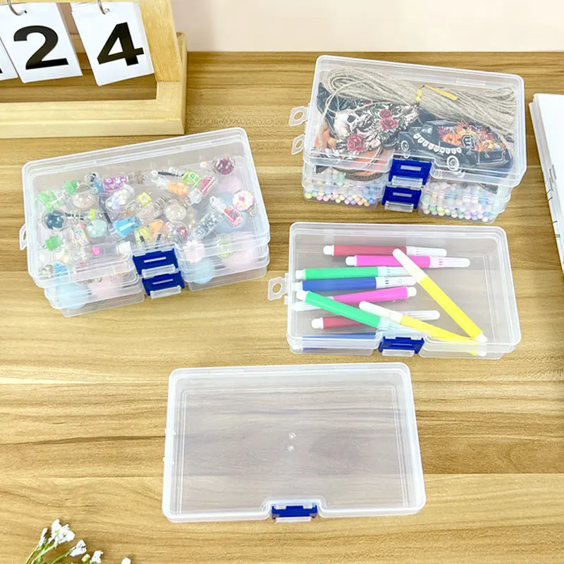 

5PCS Transparent Storage Box Plastic Container Packaging Case Stationery Pencil Box School Home Office Storage Organizer Supply