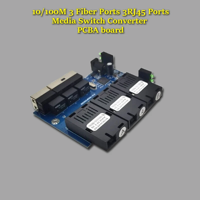 

10/100M 3F3E 155M 3 * RJ45 3 * оптоволоконные порты, переключатель PCBA, плата SC fibra, одномодовый/двухволоконный оптический преобразователь, коммутатор Ethernet