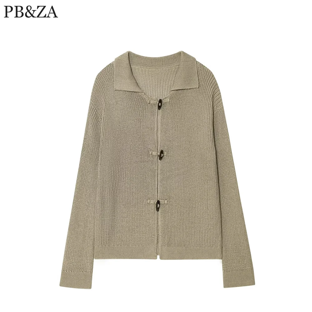 

Европейский и американский стиль, осень 2021, новый женский свободный повседневный стиль колледжа, пуговицы с коровьим рогом и длинными рукавами, толстая игольная вязка