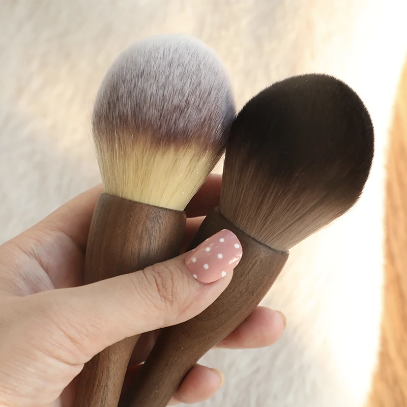 1pcs Natural Wood Large Size Loose Powder Blush Makeup Brush Blusher For Face Cosmetics Beauty Tools Walnut Soft Make Up Brushes