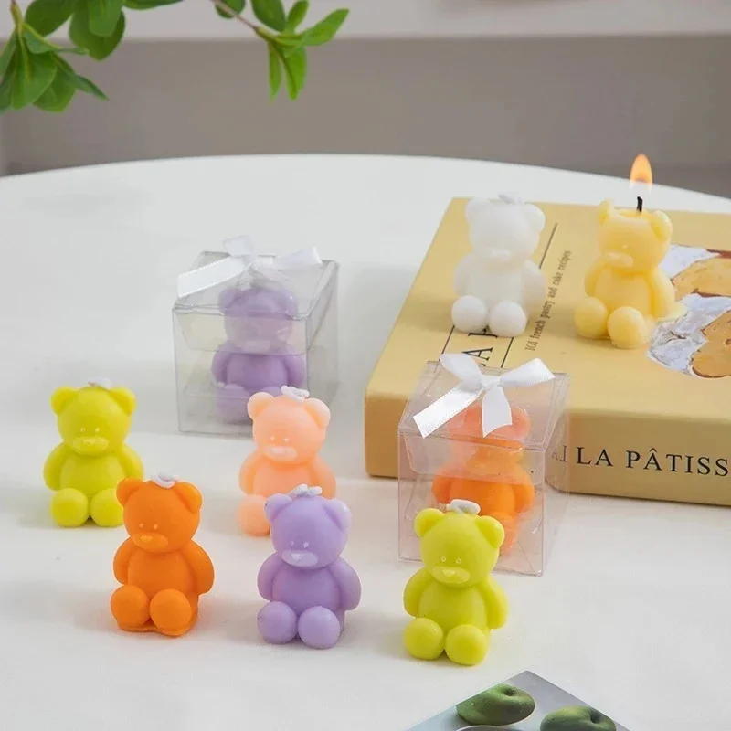 4PCS Cute Mini Bear Aromatherapy Candle Cup Creative Home Decoration Birthday Gift Candle Companion Gift
