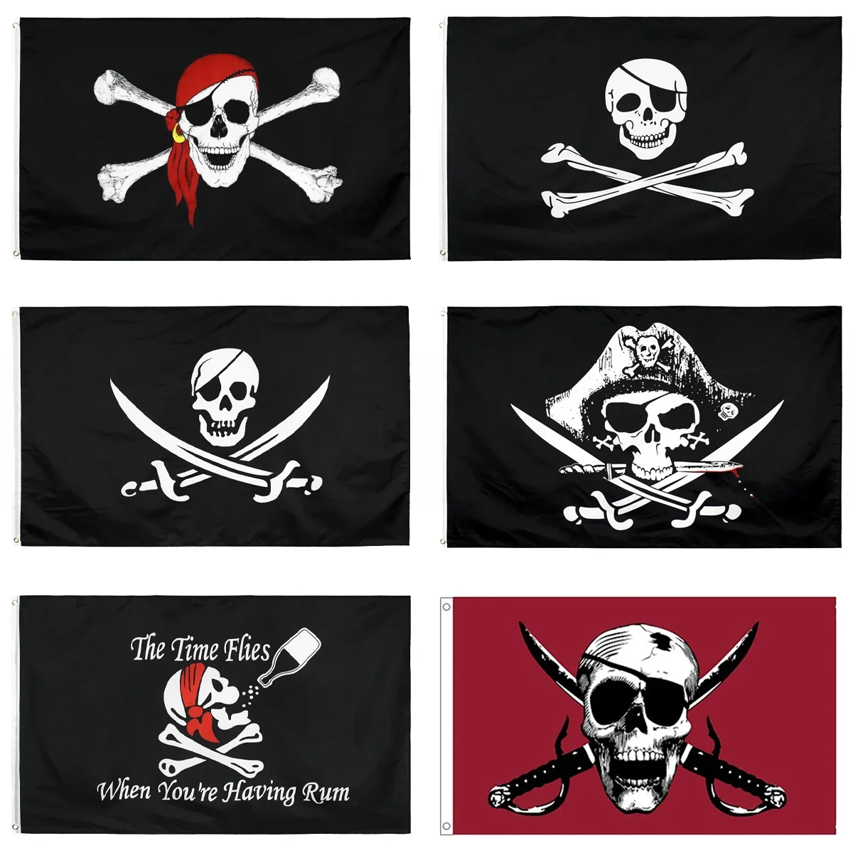 90X150cm Huge Red Scarf Skull Pirate Flag Polyester Skull And Cross Crossbones Jolly Roger Pirate Flags For Halloween Activities