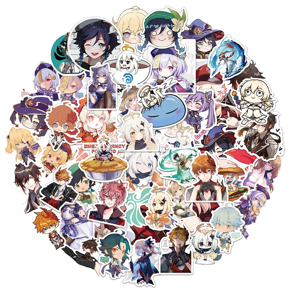 

10/30/50pcs Cute Genshin Impact Cartoon Stickers Anime Game Graffiti Decals Stationery Phone Skateboard Kawaii Sticker Packing