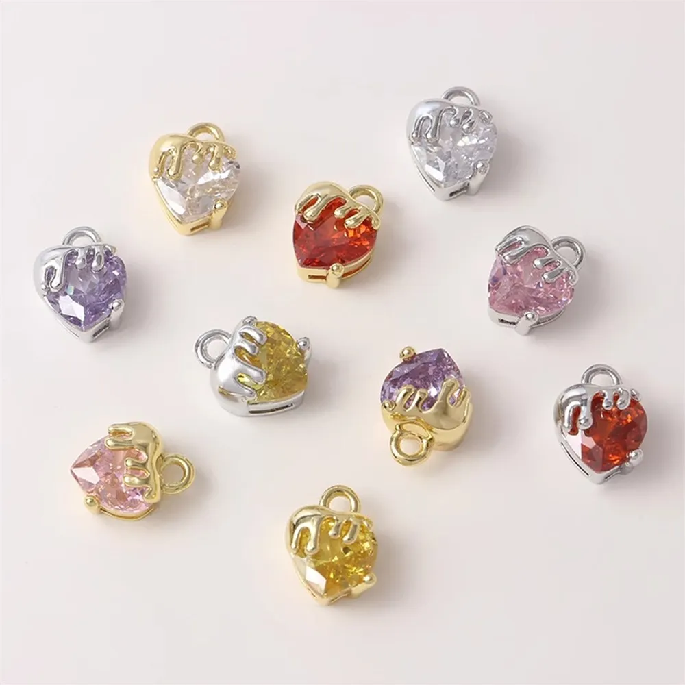 

18K Electroplated Real Gold Zircon Lava Heart Pendant Diy Earrings Necklace Bracelet Material Accessories