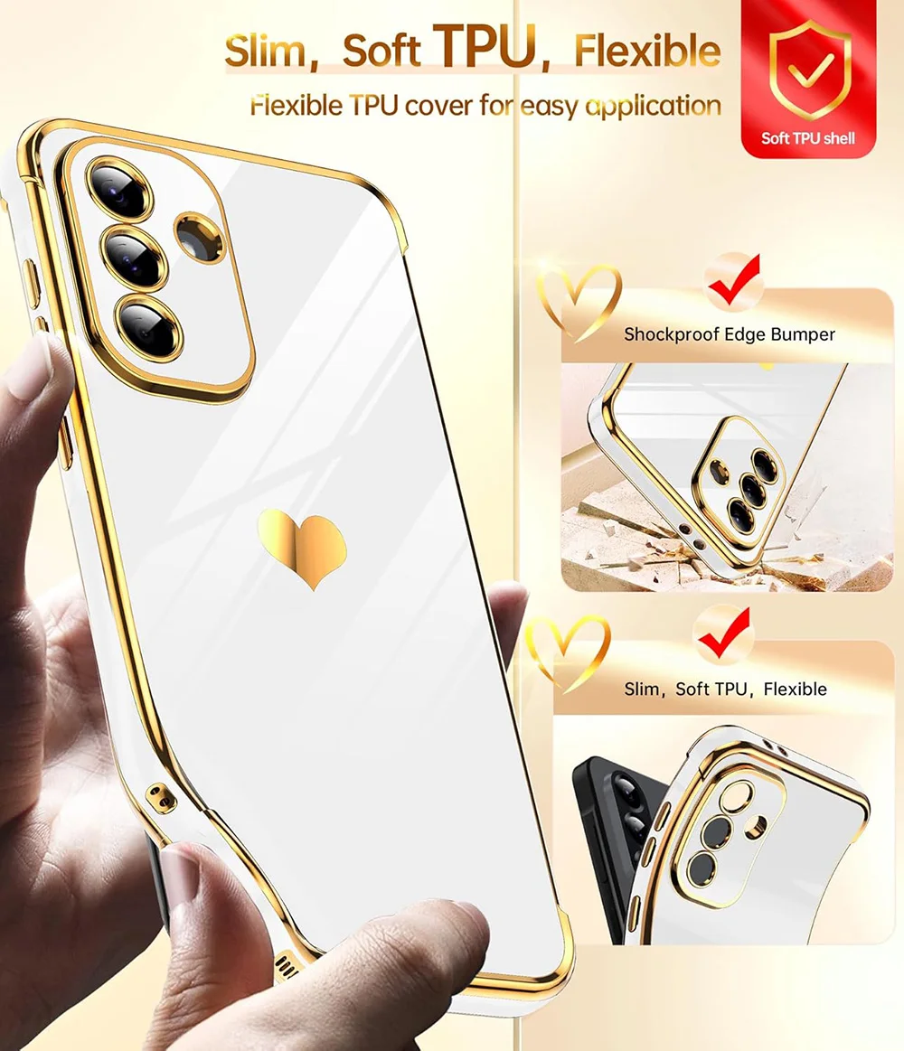 Luxo glitter chapeamento silicone caso macio para samsung galaxy a56 a36 a26 a16 a55 a35 a25 a15 a54 a34 a14 amor doce cor brilhante