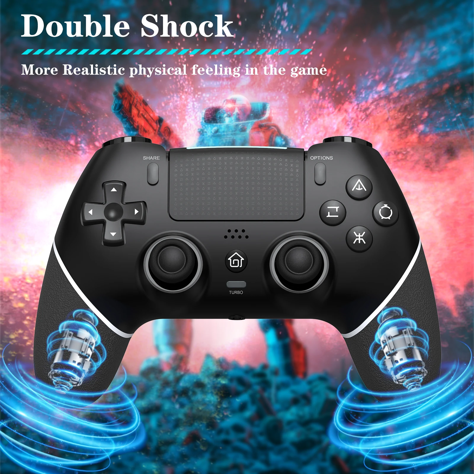 For PS4 Gamepad Wireless Gaming Controller Hall Effect Joystick Turbo Function for PS4 Slim Pro Bluetooth Joypad Accessories