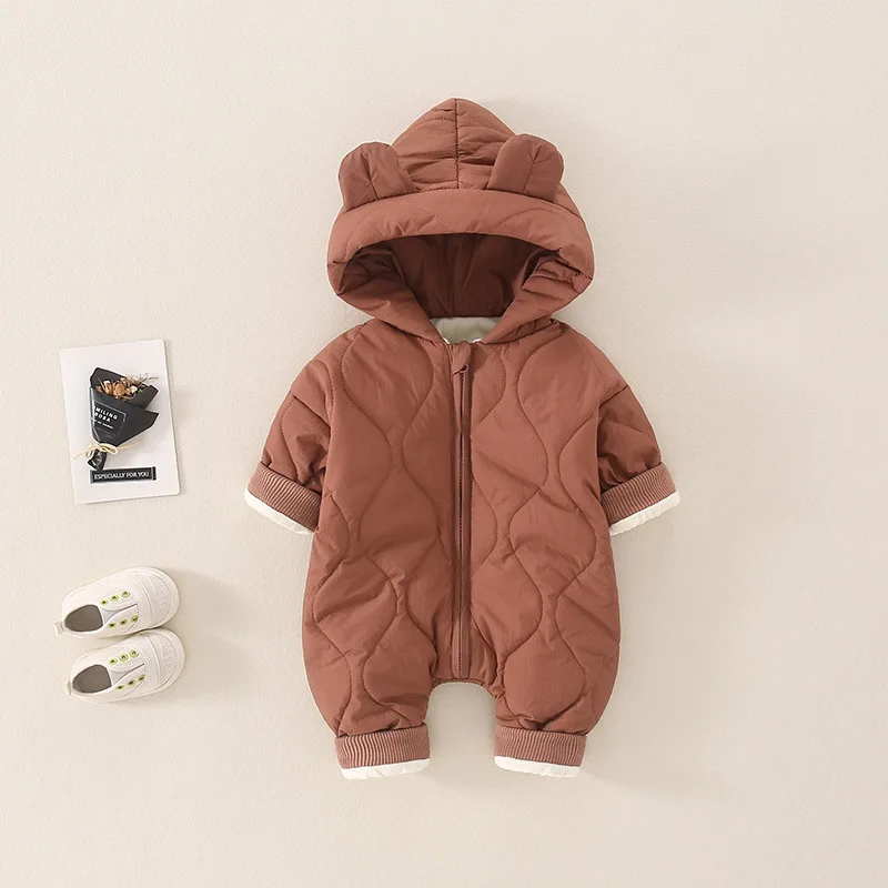 Newborn jumpsuit for autumn and winter children\'s warmth Long sleeved thickened jumpsuit for girls and boys Warm romper