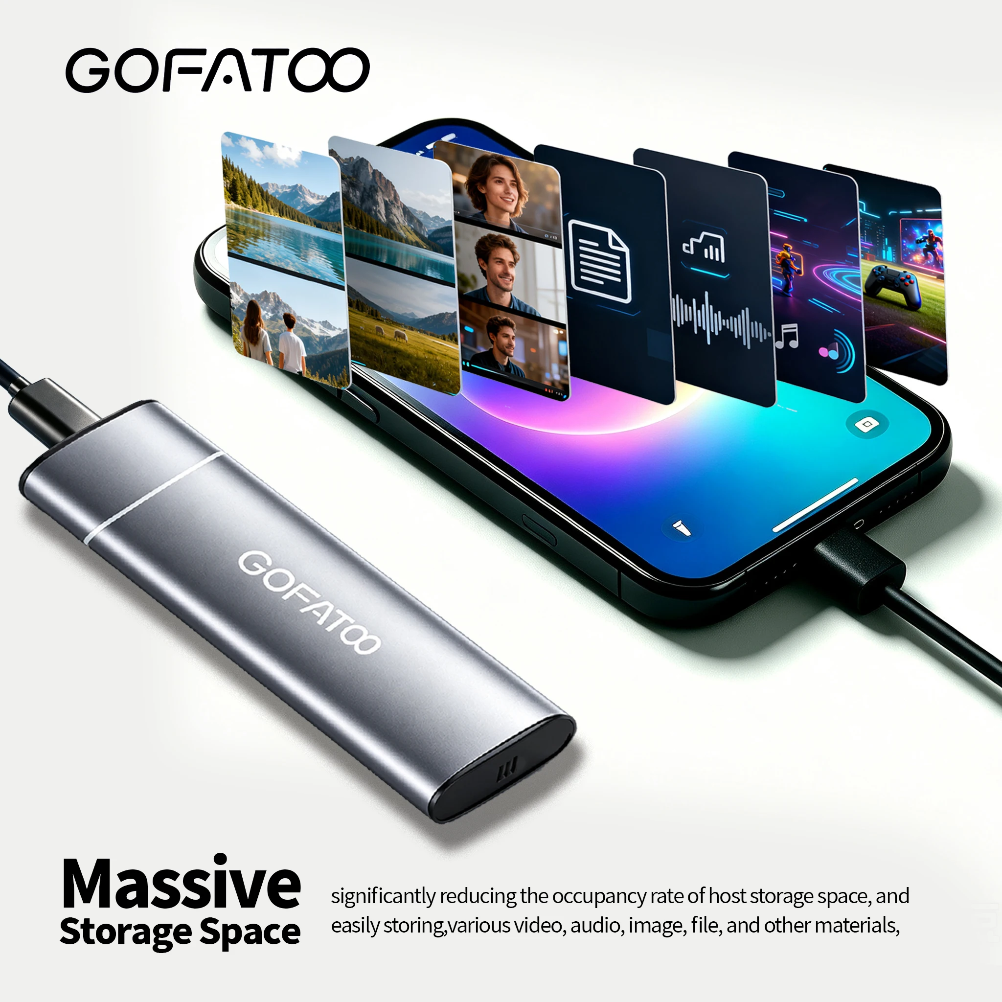 GOFATOO 1050MB/s Solid State Pen Drive USB3.2 Gen 2 Type C Flash Drive 256GB 512GB 1TB 2TB Pendrive for PC Smartphone Tablet PS5 - view 4