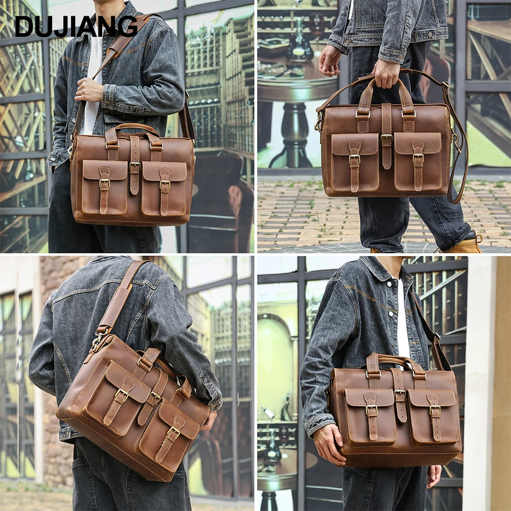 Custom Office Casual Business Bag Men Bag Genuine Leather Commuting Laptop Hand Bag Briefcase