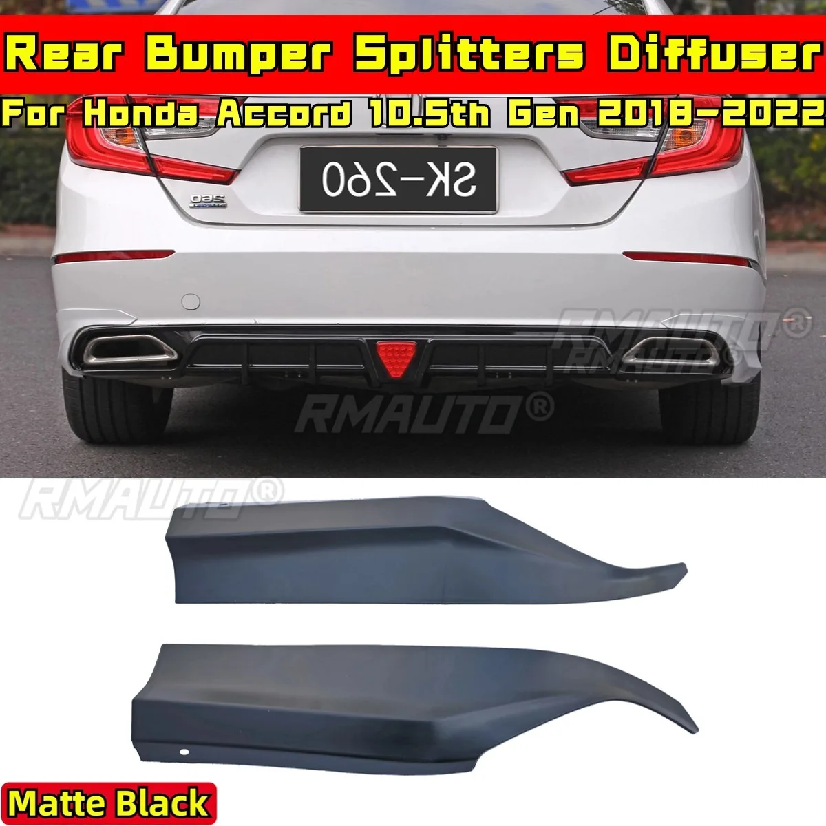 

Задний бампер Accord, матовый черный, разветвители заднего бампера, диффузор, комплект кузова для Honda Accord 10,5-го поколения 2018-2022, автомобильные аксессуары