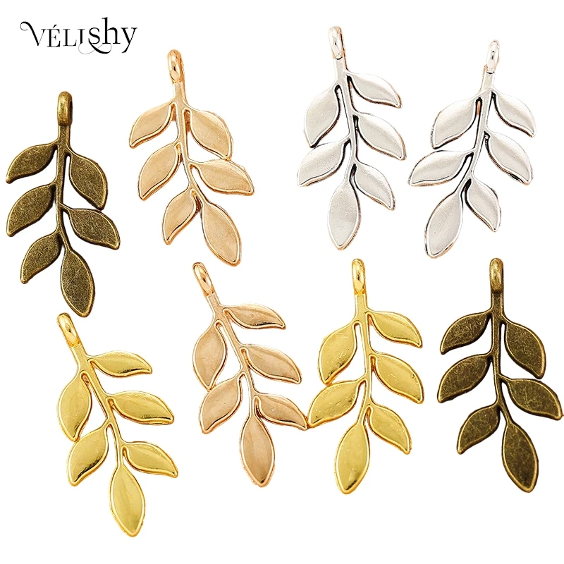 10Pcs Leaf Charms Metal Alloy Plant Pendants Willow Leaves Charm DIY Earrings Jewelry Making Accessories