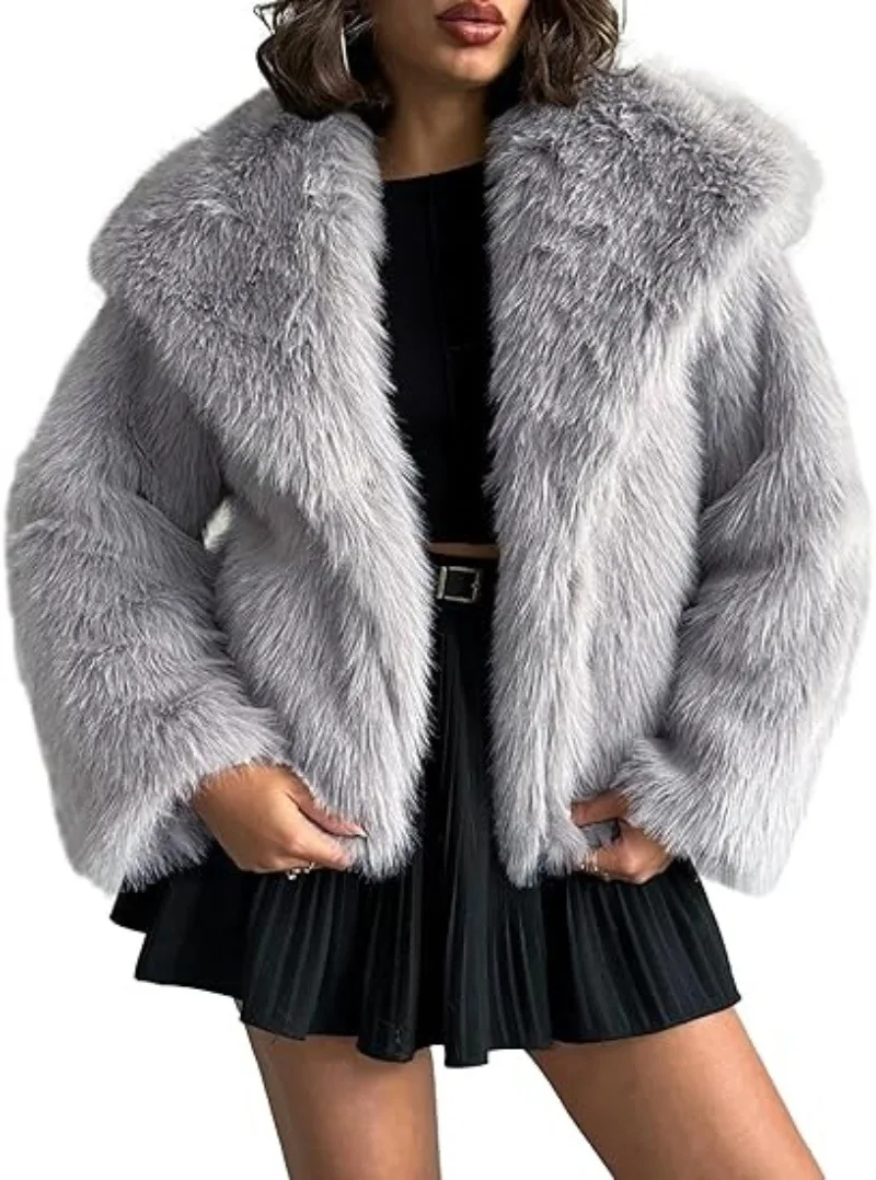 

2025 Autumn and Winter New Faux Fur Jacket for Women Loose Long Sleeved Coat Toka Fox Fur
