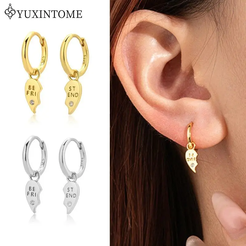

925 Sterling Silver Ear Needle Micro Inlaid Letter Love Pendant Hoop Earrings For Women Vintage Punk Style Jewelry Accessories