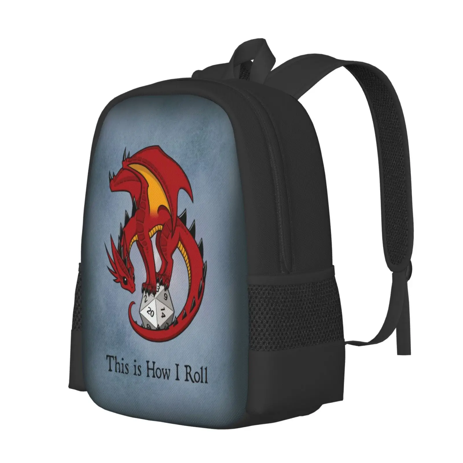 Dice Dragon Hot Sale Schoolbag Backpack Fashion Bags D20 Red Dragon Game Dice Gamershirt Dragons And Becca Golins Geek This Is