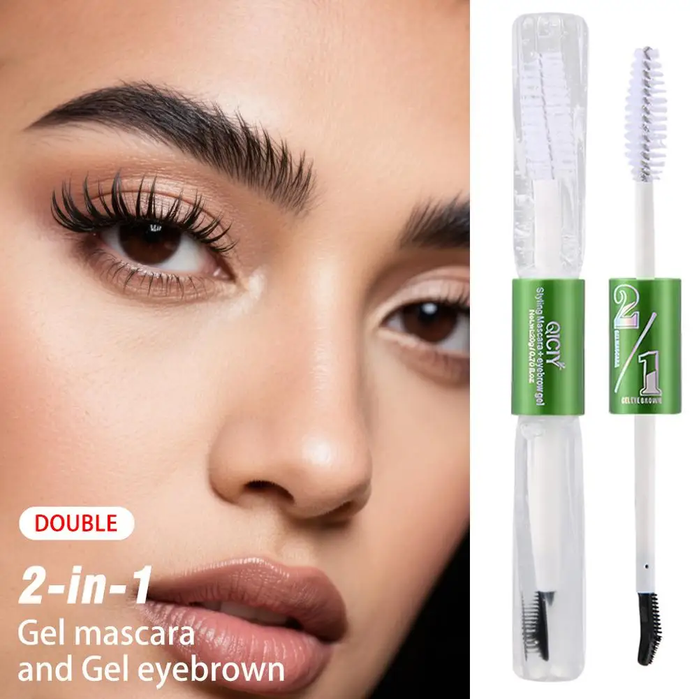 2-in-1 Doppia Testa Sopracciglio E Ciglia Gel Modellante Incolore Gel Trasparente Fisso Sopracciglio Mascara Impermeabile Selvaggio K9N6