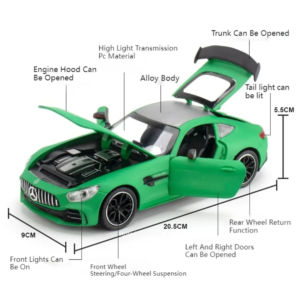 1:24 GTR EVO Model Zabawka Supercar Metalowy Odlewany Model Samochodu Sportowego z Efektem Sprayu Otwierane Drzwi Napęd na Sprężynę Dźwięk Światło Kolekcja Modeli dla Dzieci