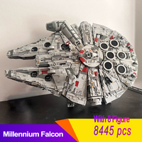 With LED Light With Stand MOC Display Ship Falcon Building Blocks Kits Compatible Bricks Christmas Birthday Gifts 75192