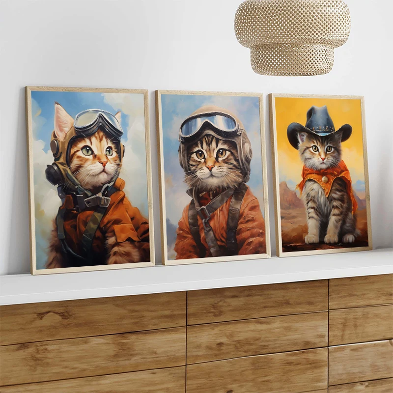 Cat Chef Doctor Cowboy Poster Canvas Paintings And Prints Modern Wall Art HD Picture For Living Room Home Decor Frameless Gifts