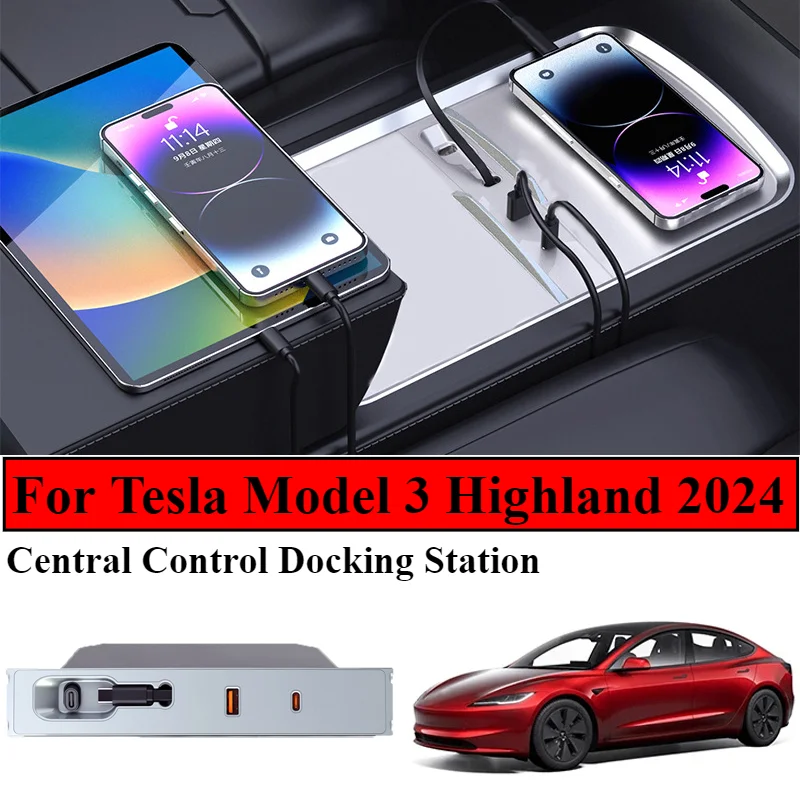 

Умная док-станция для Tesla Model 3 Highland 2024 usb-хаб 80W, поддержка быстрой зарядки, центральный разветвитель для ноутбука