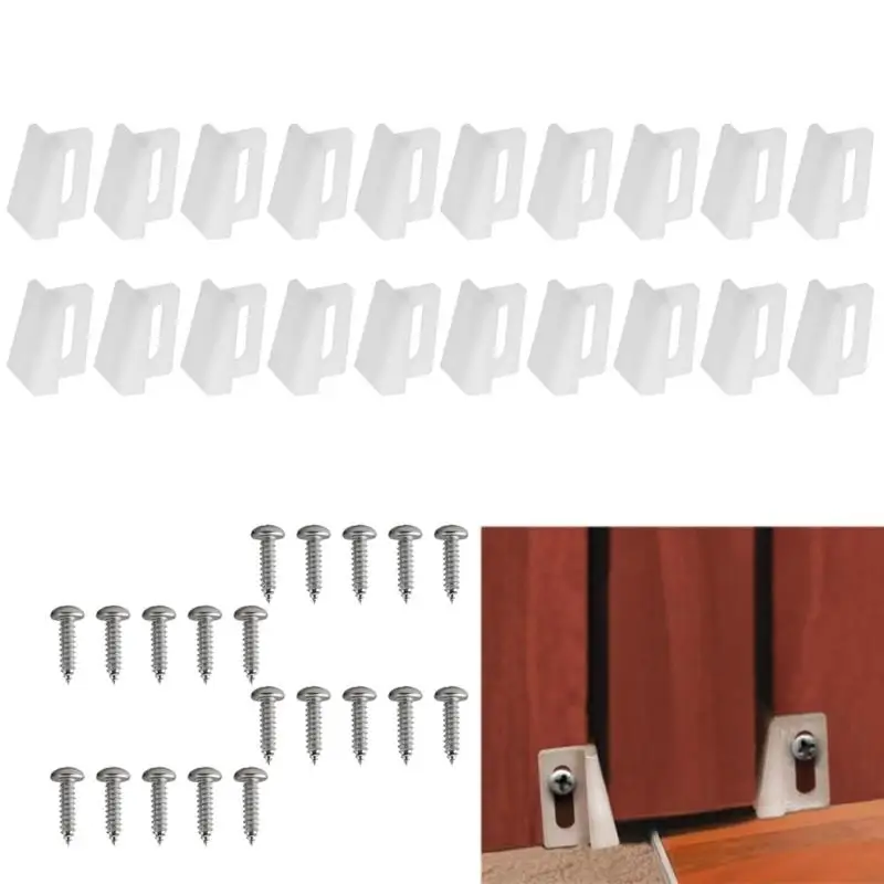 652F 20pcs Heavy Duty Plastic Door Track Clips Noise Reducing Hardware Small Dimension Reliable Alignment for Household