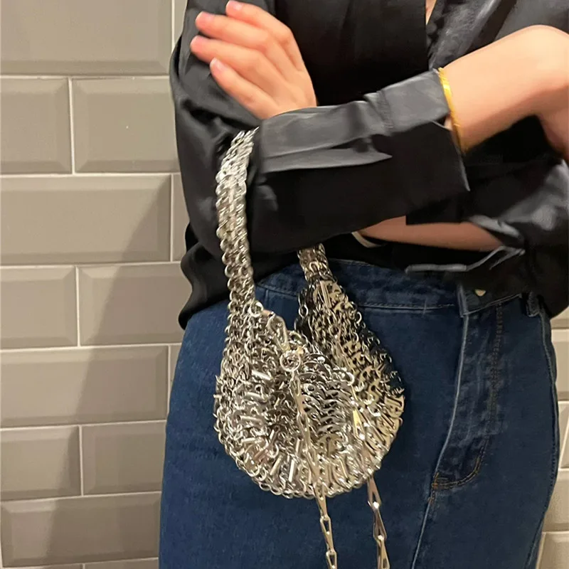 

Women's Bag Tote Bag Aesthetic Bags Designer Luxury Hand Woven Metal Handbag Women Travel Vacation Shoulder Bag Crossbody Bags