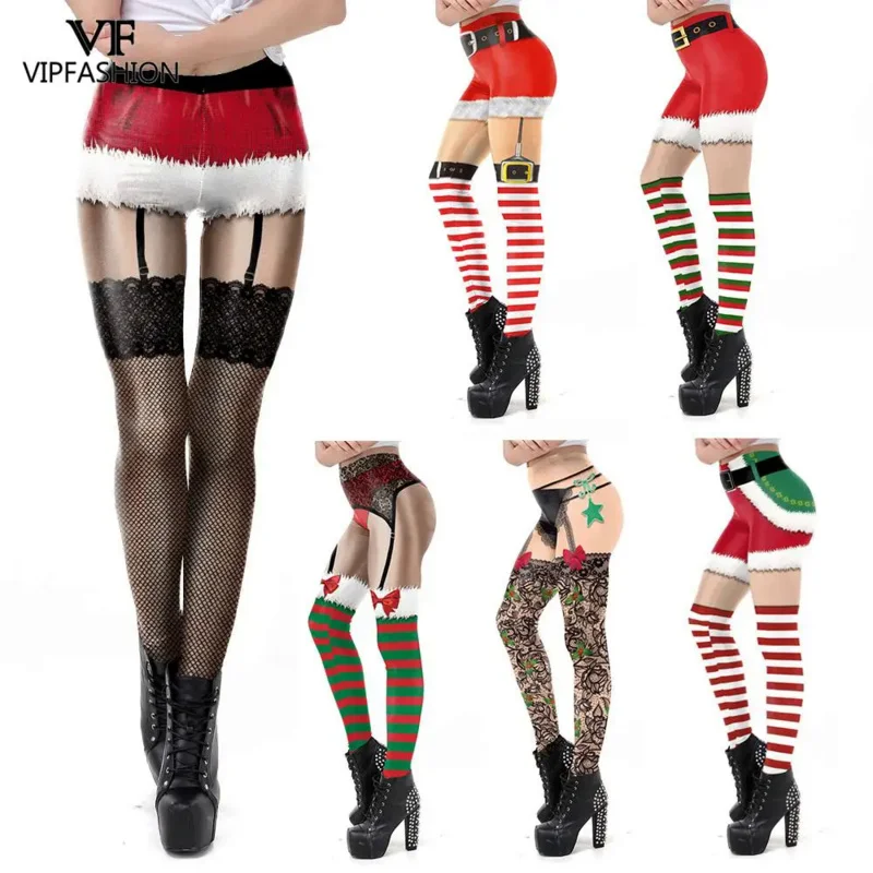 Vip moda legging de natal para mulher impressão digital 3d sexy collants costura meados de cintura calças de treino festa de natal cosplay calças