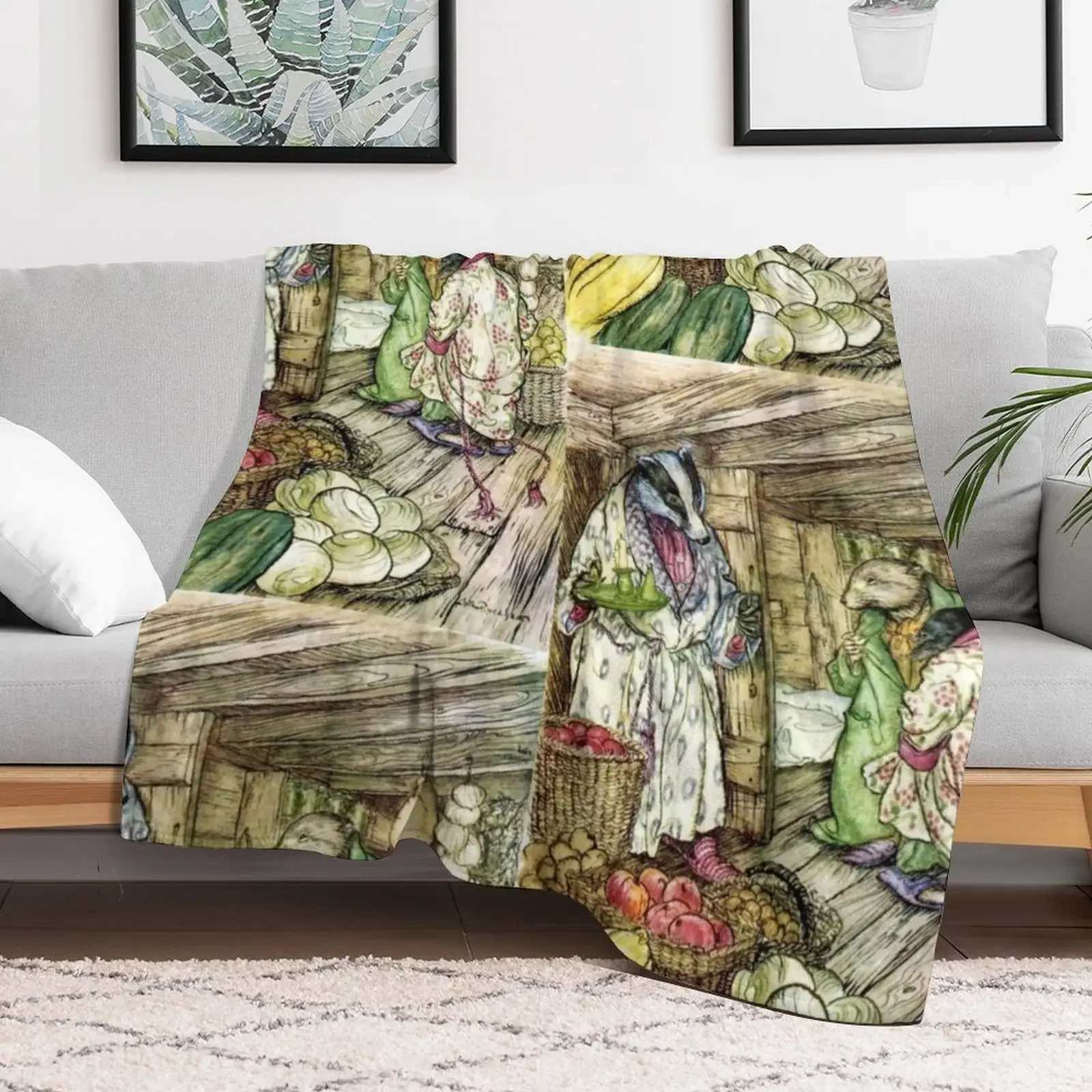 Badger's Winter Stores - Arthur Rackham for The Wind in the Willows Throw Blanket Warm Accent Blanket for Living Room Decoration