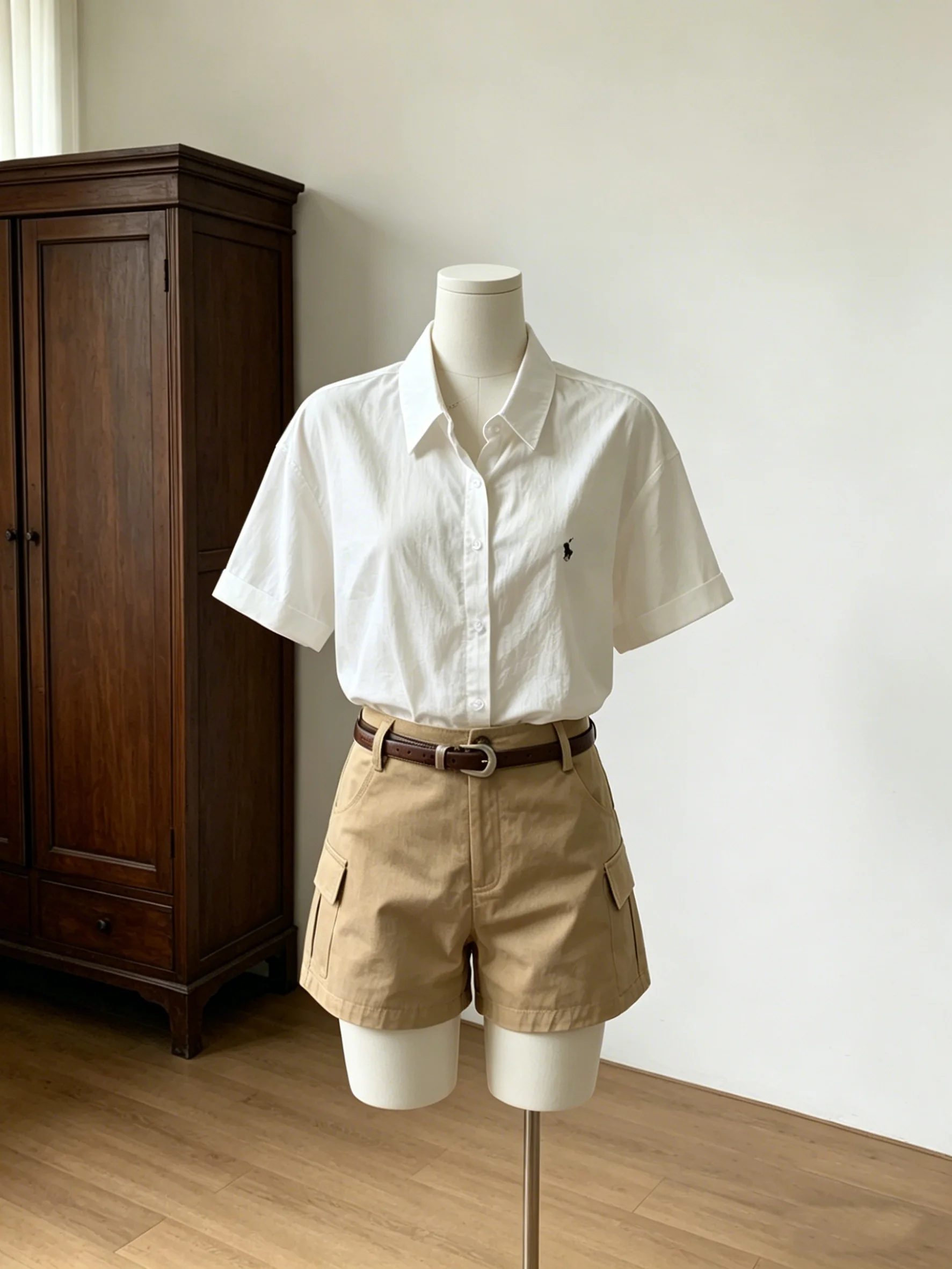 Korean Style Retro Khaki Workwear Shorts Women's Summer New Multi Pocket High Waist Slimming Casual Pants Straight Leg Zipper