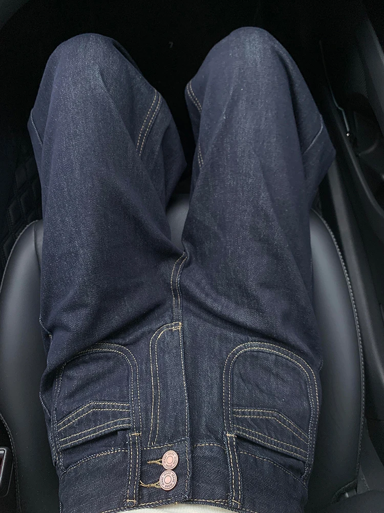 

Американские винтажные джинсы из темно-синего денима для женщин, большие размеры, свободные, прямые, широкие штанины, длиной в пол