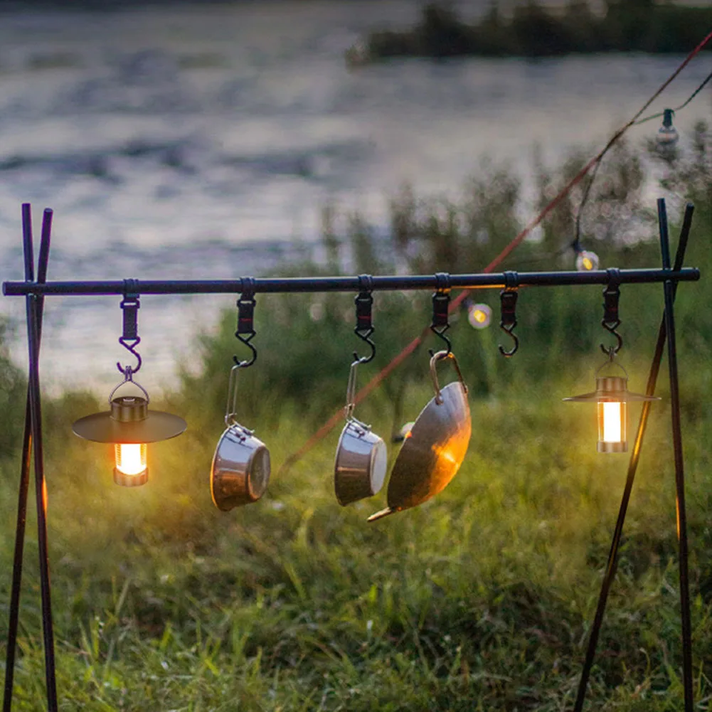 Mini Tent Lamp Led Draagbare Lantaarn Met Haak Camping Lamp Waterdicht Noodverlichting Aangedreven Type-C Opladen Werken Light