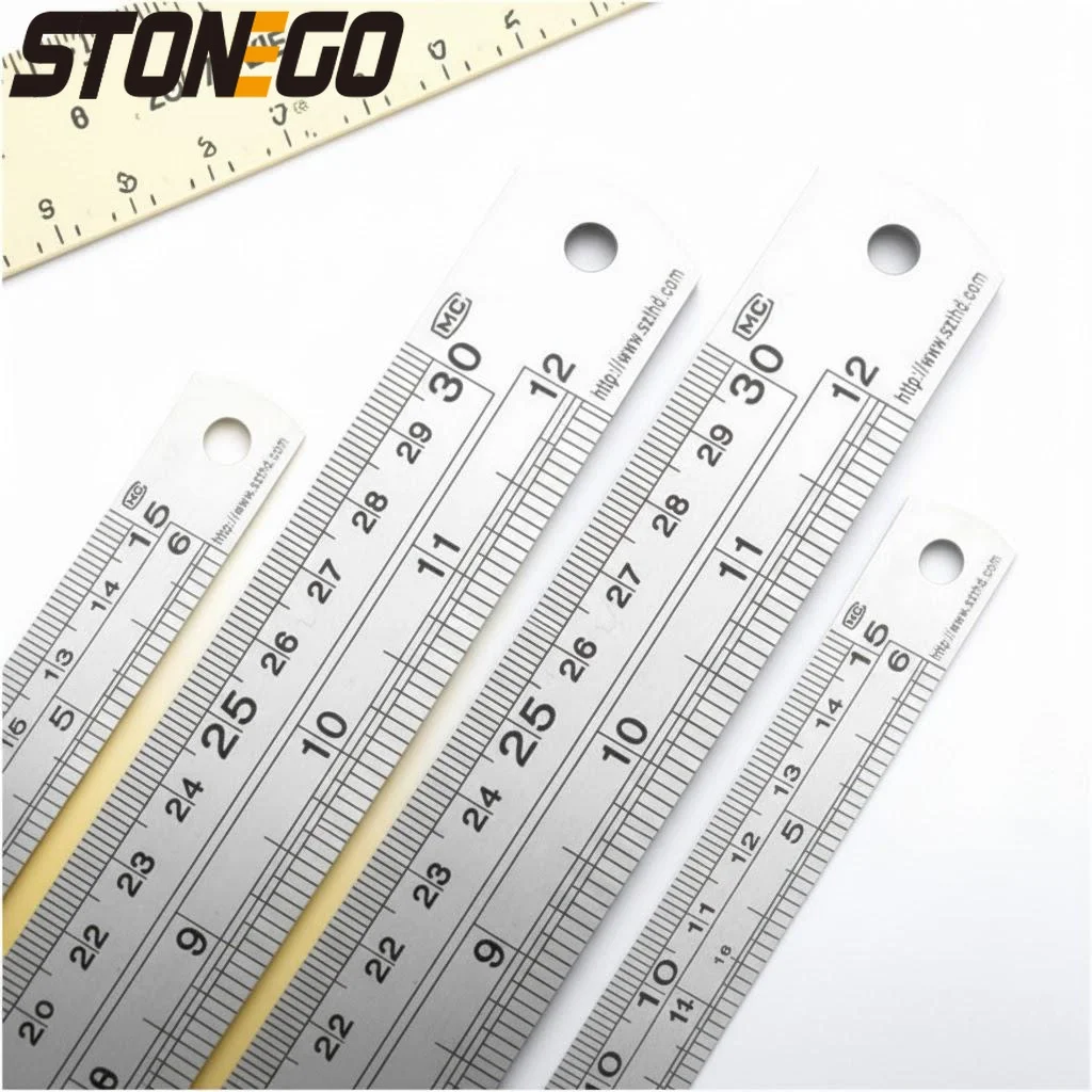 Stainless Steel Ruler Set 6 8 12 16 20 Inch High Precision Double Sided Graduation Scale Metal Rulers for Office Drawing Tools