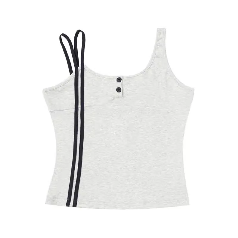 

2025 new American street retro contrasting color niche vest, women's spicy girl slim fit short style slimming top