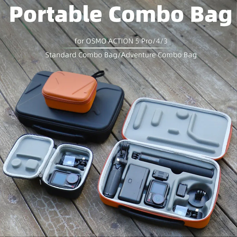 All-in-one Portable Bag for OSMO ACTION 5 Pro/4/3 Shock-absorbing Pressure-resistant Case Cover PU+EVA Protector for DJI 5Pro